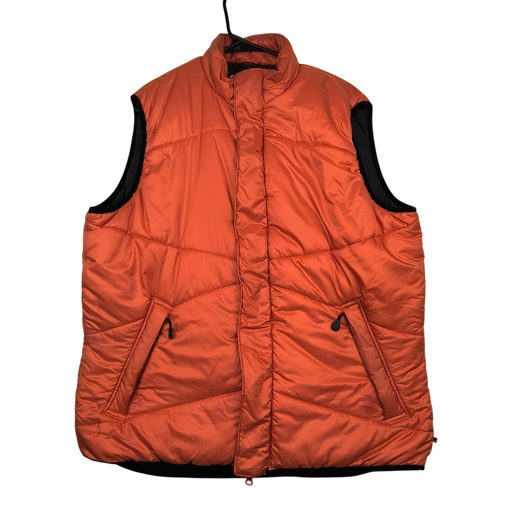 Woolrich Mens Puffer Vest Orange Thinsulate LiteLoft Full Zip Mock Neck Large